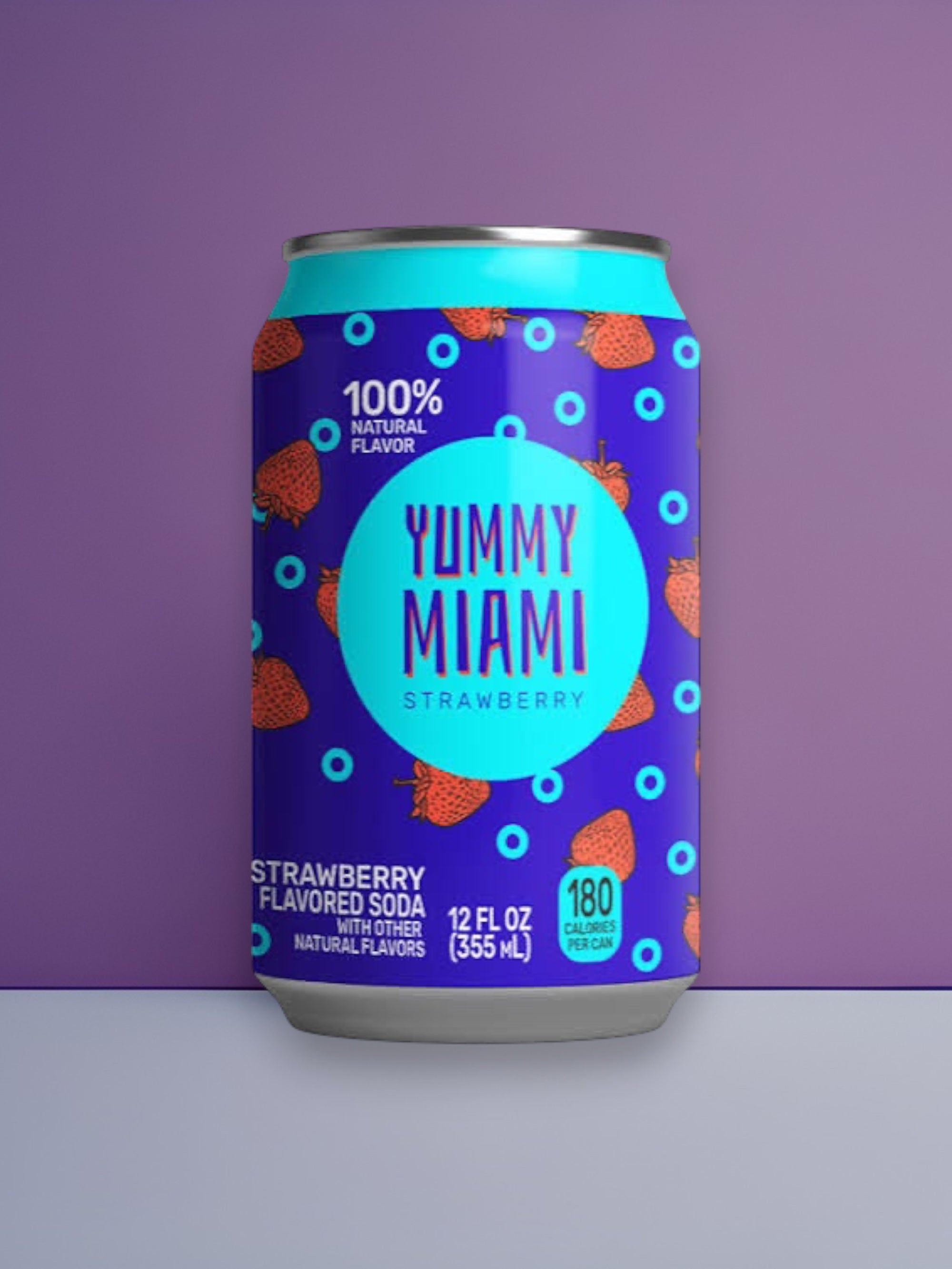 Yummy Miami Strawberry Drink 355ml Can – Imported from USA (Monroe, WI) Refreshing Sweet Beverage