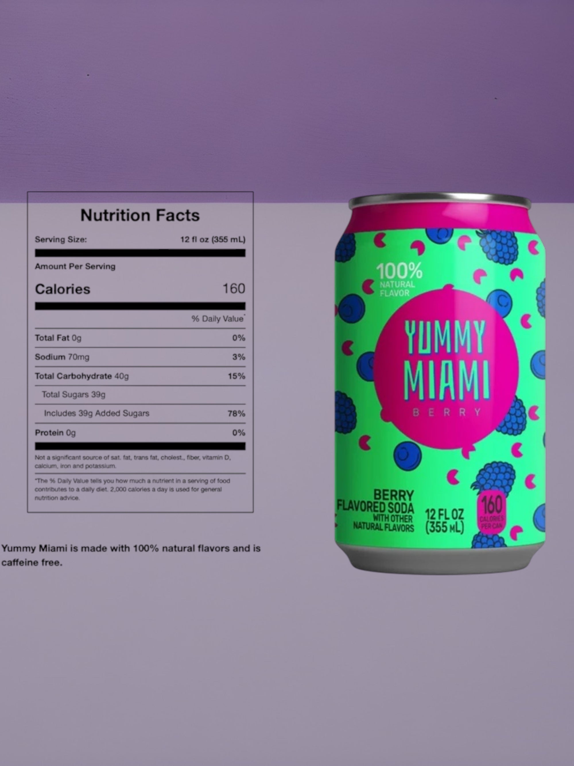 Yummy Miami Berry Drink 355ml Can Imported from USA Monroe Wisconsin