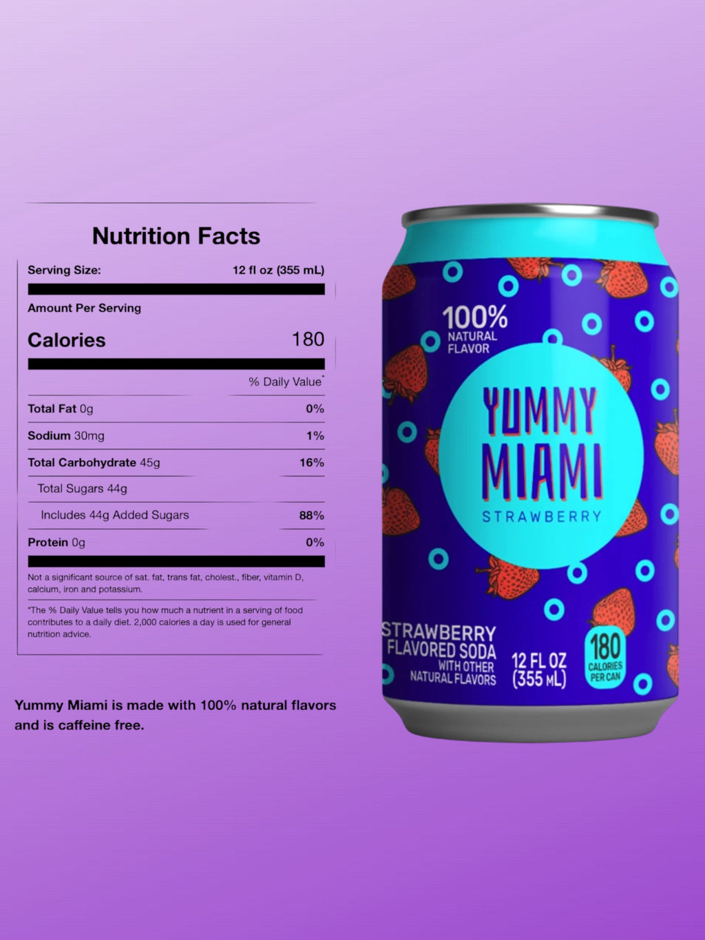 Yummy Miami Strawberry Drink 355ml Can – Imported from USA (Monroe, WI) Refreshing Sweet Beverage