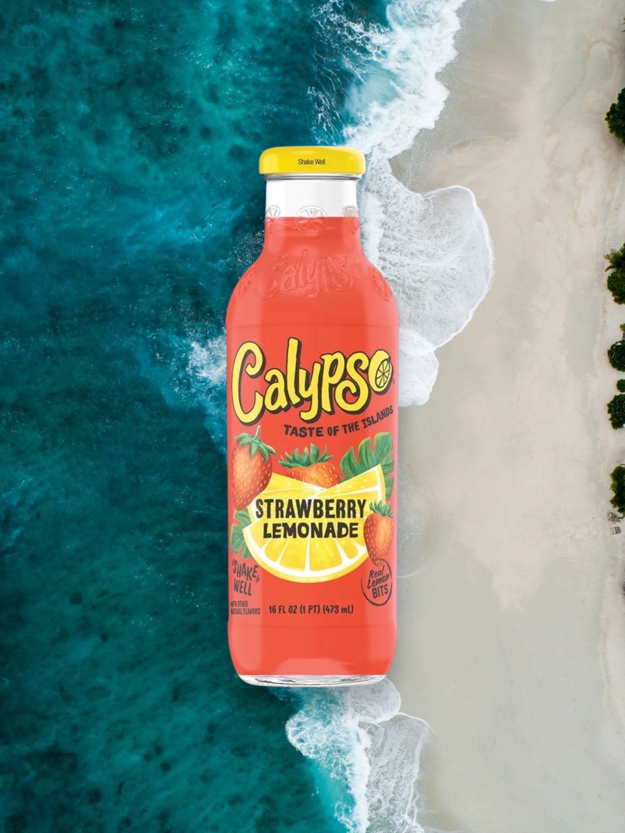 Calypso Strawberry Lemonade Original 473mL Glass Bottle